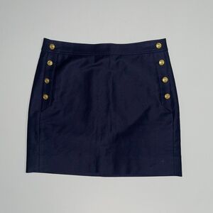 J Crew Sailor Navy Blue Button-Accent Mini Skirt Sz 0